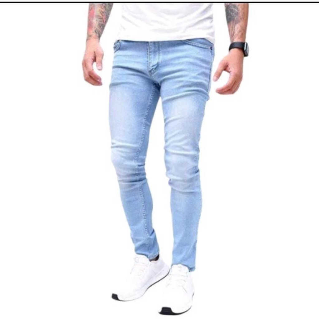 ￼Celana Jeans Pria panjang Skinny Slim Fit Panjang Melar