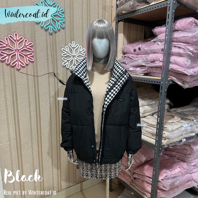 Coat winter chess motif checkered jaket unisex musim dingin import pria wanita windproof swag big size oversize jumbo