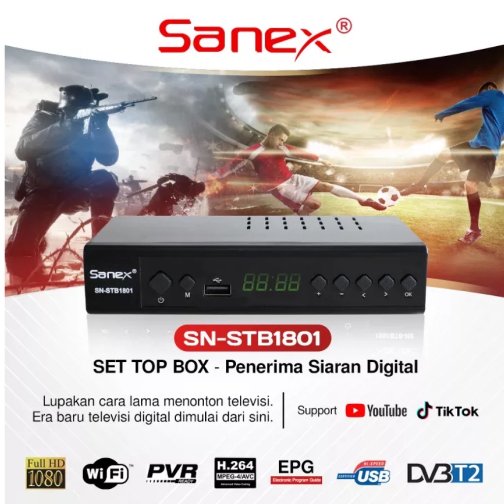 SET TOP BOX TV DIGITAL SANEX DVB T2 EWS HD / ALAT TV DIGITAL SET TOP BOX / STB TV DIGITAL / SET TOP BOX DIGITAL / SET