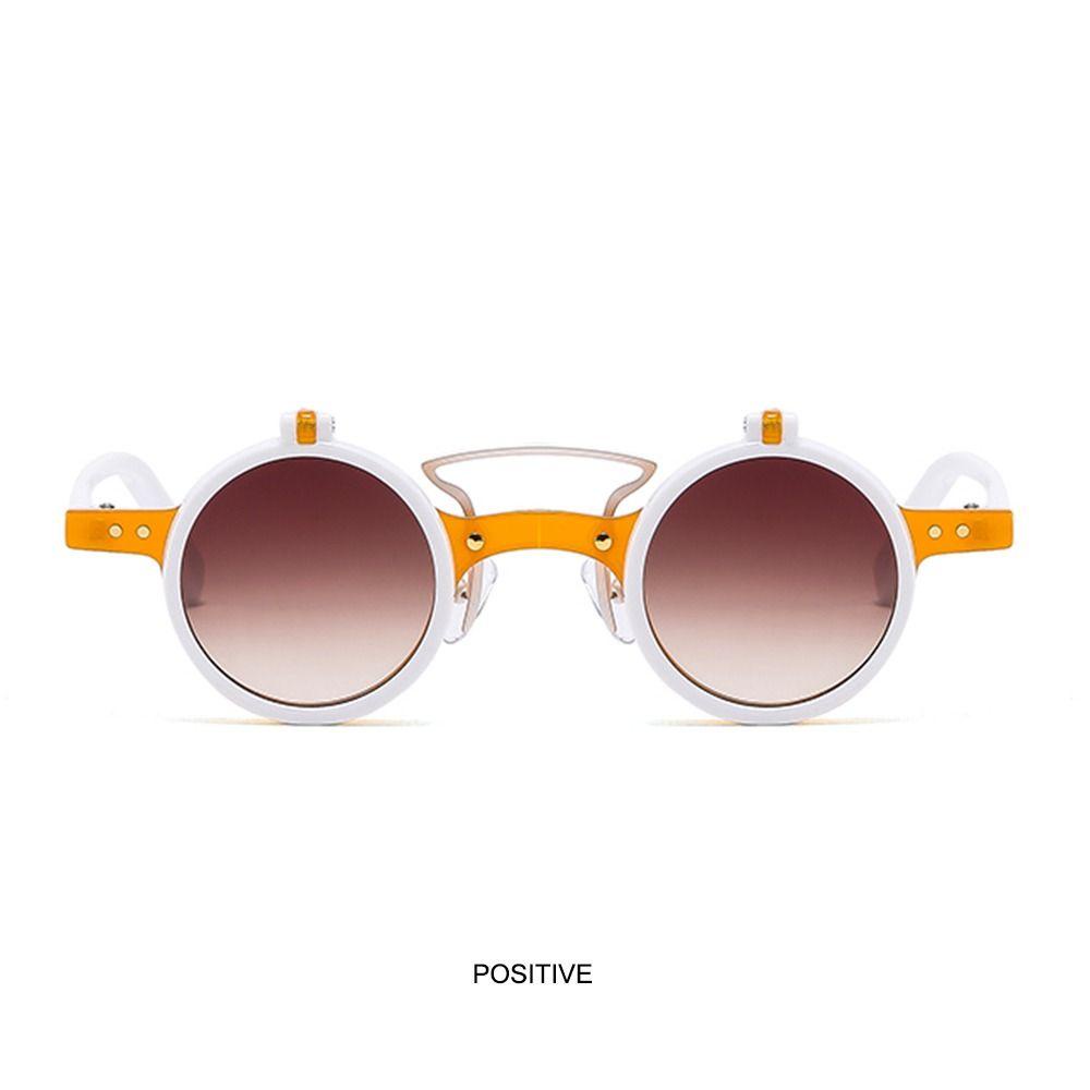 R-flower Steampunk Flip-Up Sunglasses UV400 Kacamata Vintage Retro Paku Keling Punk Eyeglasses