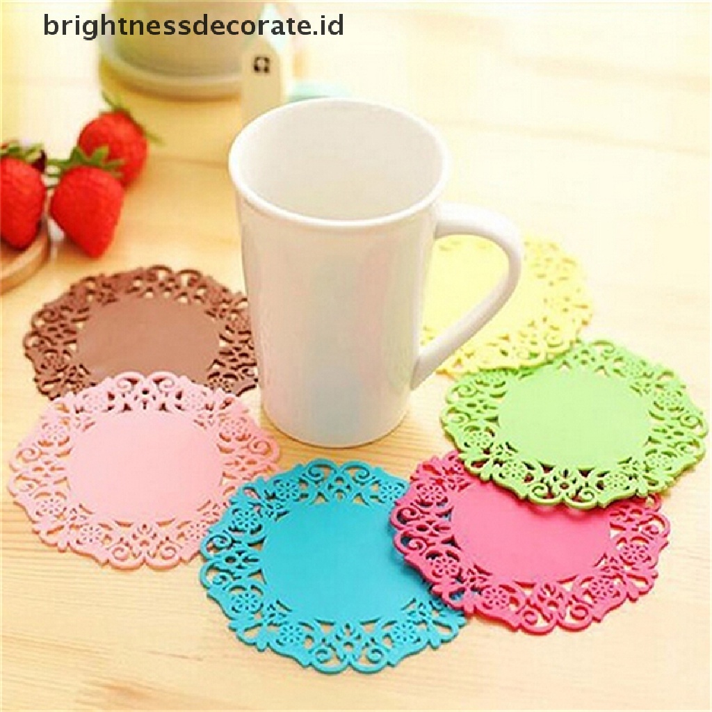 [Birth] Renda Bunga Doilies Silicone Coaster Tea Cup Mats Pad Alas Tatakan Papan Insulasi [ID]