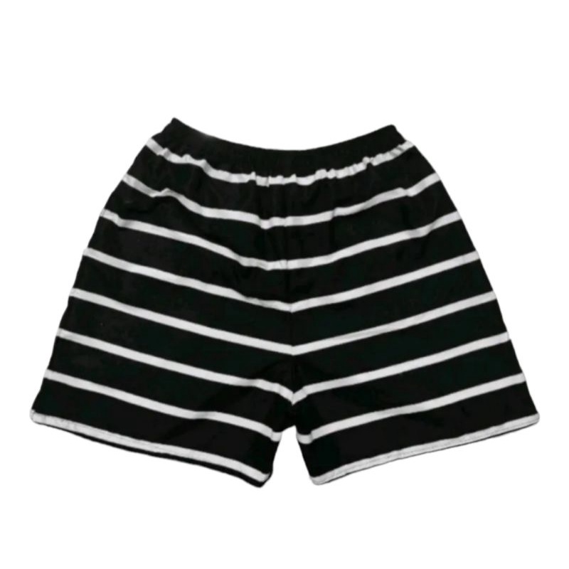 CELANA PENDEK KOLOR MOTIF SALUR HITAM HORIZONTAL