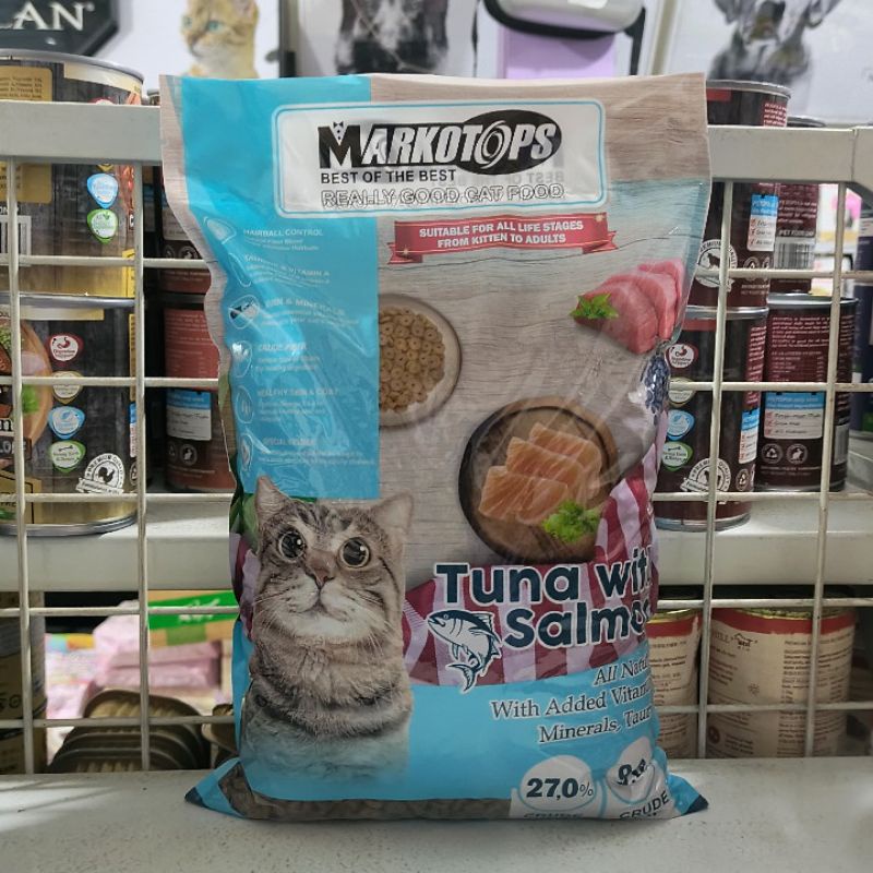 ( 5 PCS ) Makanan Kucing Markotops Tuna With Salmon All Stages Kemasan 1KG