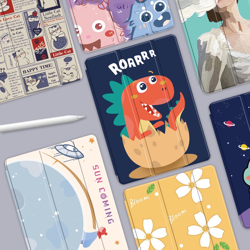 Case Transparan Cartoon Monster Untuk  iPAD Mini 5 6 8 / Air 2 / Mini 1 2 3 4 5 / Pro 10.5 10.2 9.7 / Mini 4 5 2017 2018 2019