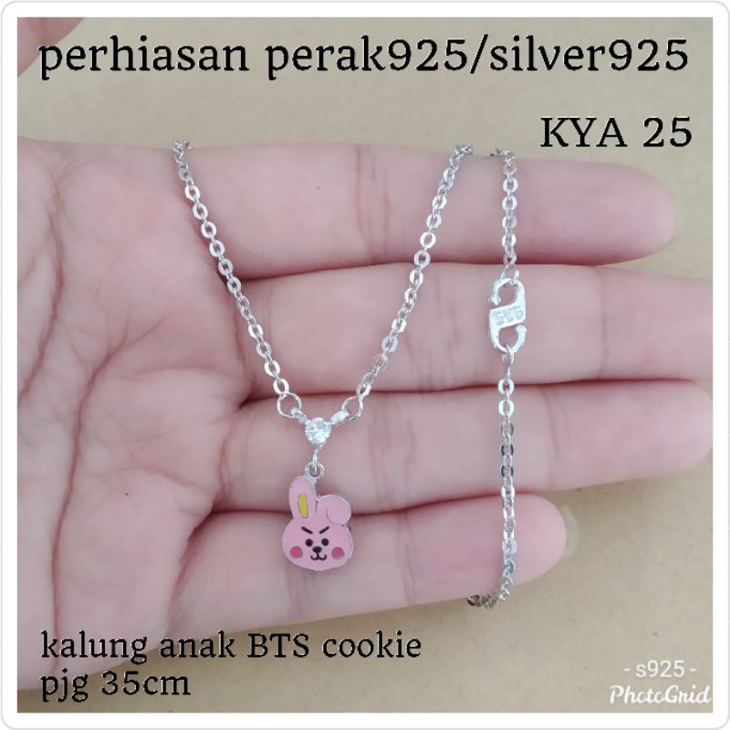 Kalung Anak Cookie BTS Perak Asli 925 Lapis Emas Putih KYA 25 dan KYA 26 - Aksesoris Lucu dan Berkua