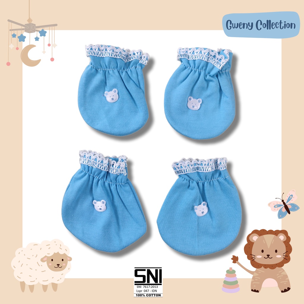 1SET SARUNG TAGAN &amp; KAKI BAYI SARUNG TANGAN NEWBORN UNISEX (KARET) STK