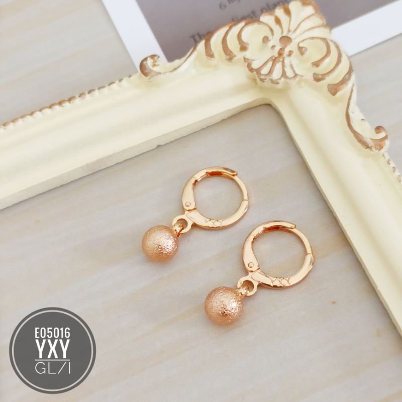 Anting yaxiya bola pasir gold (5mm dan 6mm) E05016