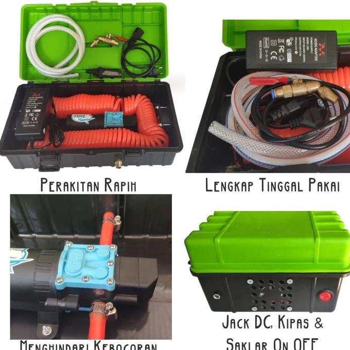 Paket Pompa Box Cuci Ac Portabel Selang Spiral 12M Nozzle Apolo - V1