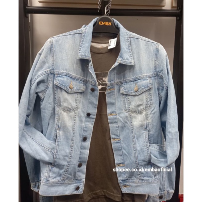 Jakket Emba 100% Jaket Denim Katun Pria Wanita Ukuran M L XL Katun Denim Ukuran M-XL