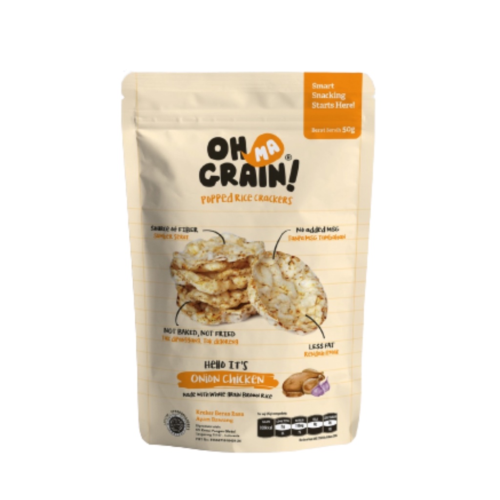 Oh Ma Grain! Popped Rice Crackers Onion Chicken Makanan Ringan Anak 50gr