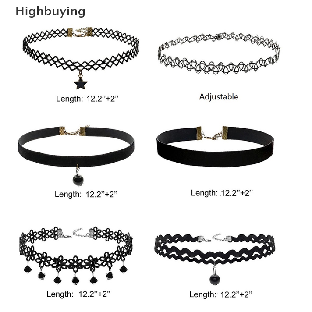 Hbid 6PCS * Wanita Hitam Beludru Choker Kalung Gadis Renda Choker Tato Kalung Liontin Glory