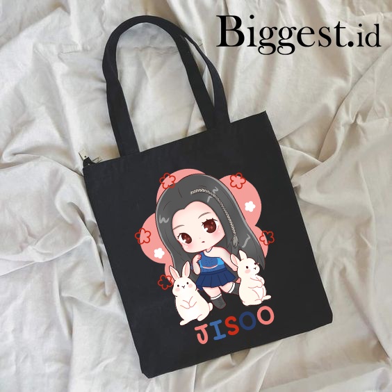 TOTE BAG KANVAS HITAM MOTIF BLACKPINKs