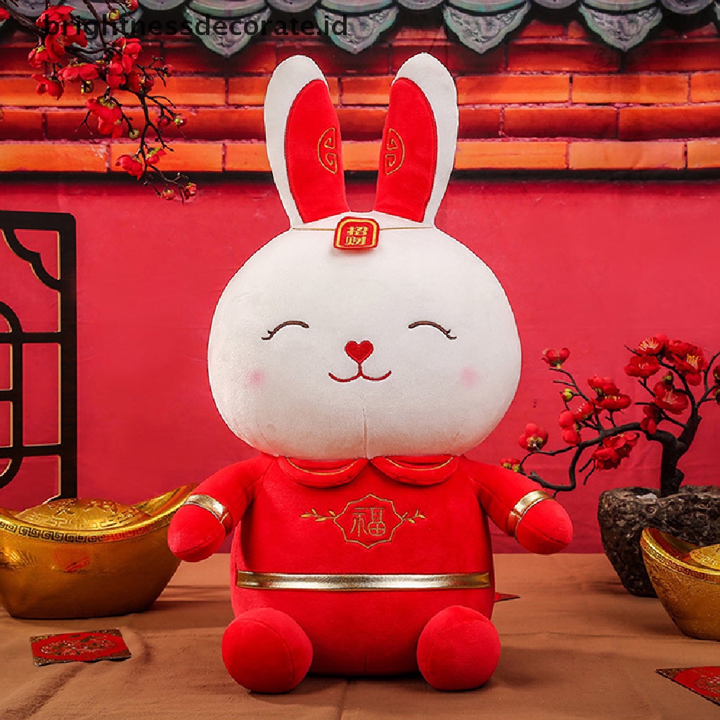 [Birth] 2023tahun Baru Lucu Gaya Cina Kelinci Mainan Mewah Boneka Boneka Kelinci Keberuntungan Lembut [ID]