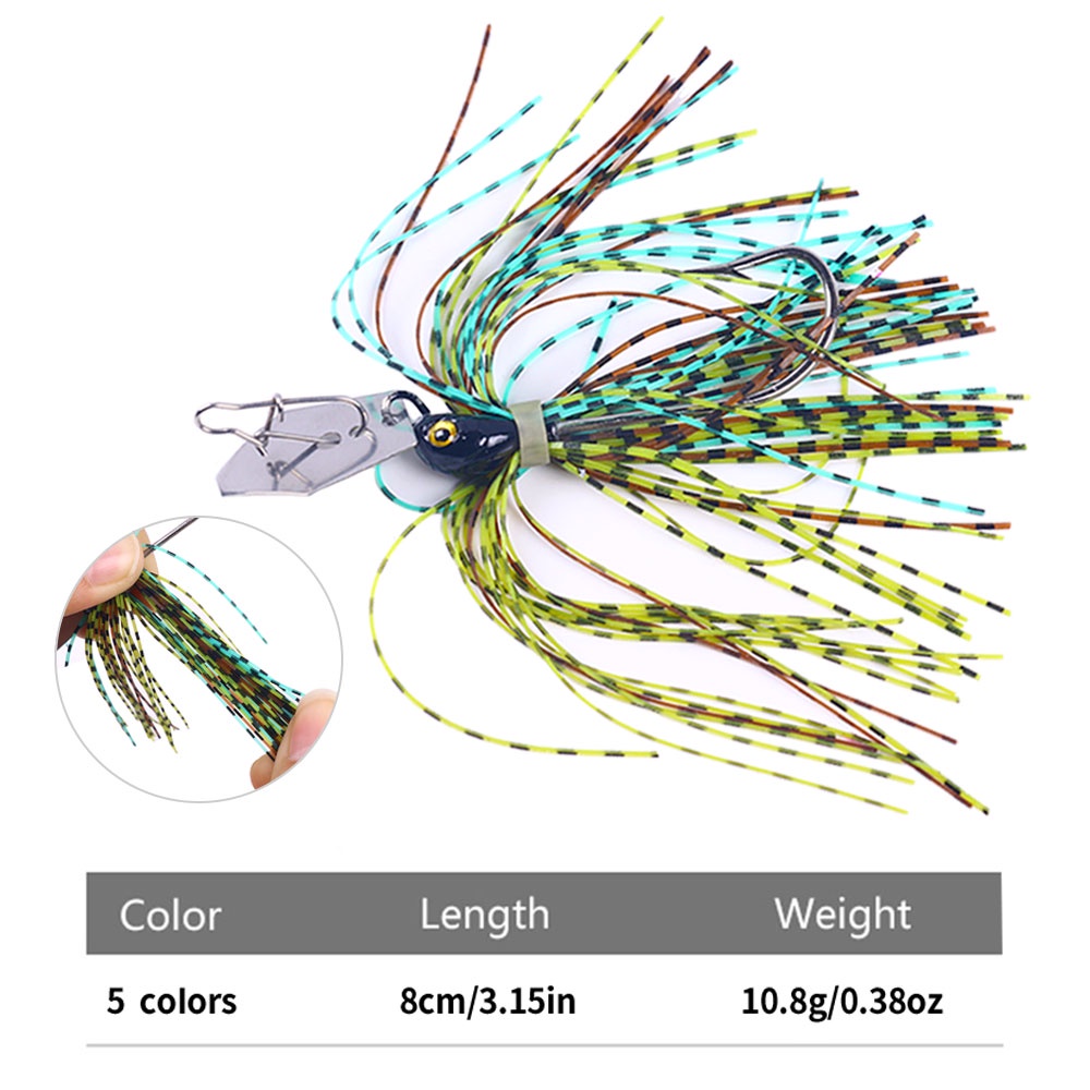 Hengjia 1Pcs Chatter Umpan Salmon spinner Bahan Metal Ukuran Tanpa Gulma Umpan Pancing Buzzbait wobbler 8CM/10.8G Chatterbait Untuk Bass Pike walleye Ikan