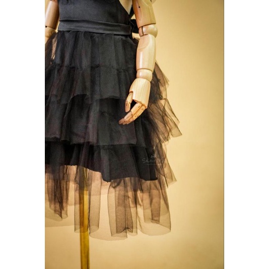 Saoirse's Wednesday Dress - Dress hitam tulle kostum anak balita - gaun cosplay prom addams