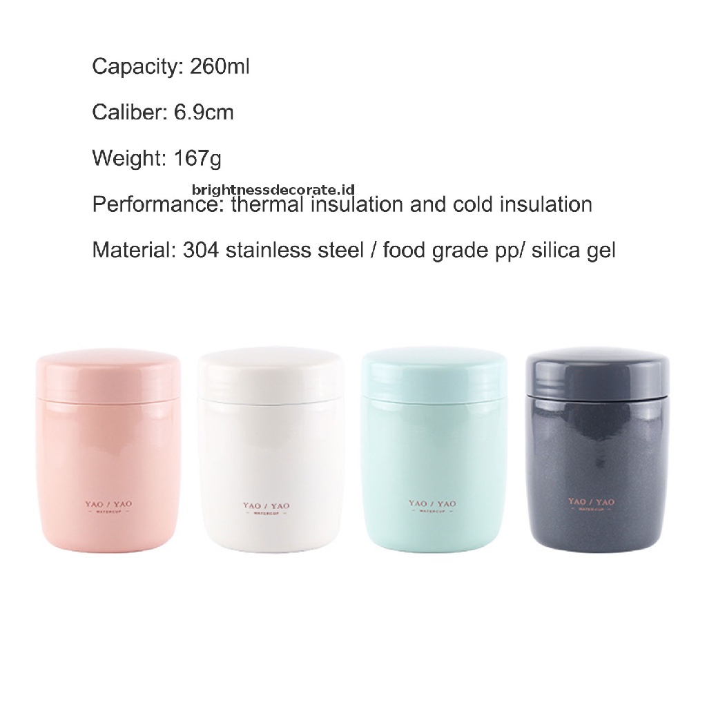 [Birth] 260ml Kotak Makan Makanan Portable Stainless Steel Food Soup Containers Vacuum Flask [ID]