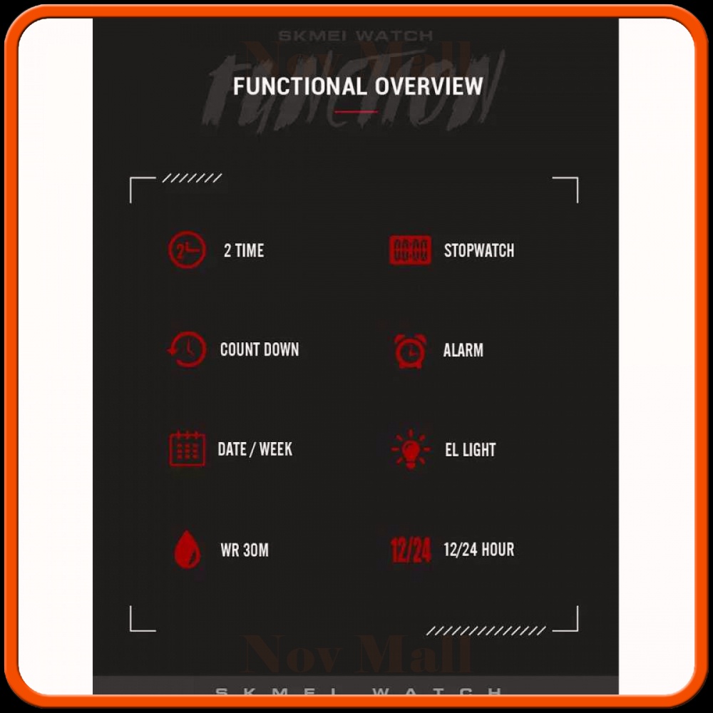 SKMEI Jam Tangan Kasual Pria Digital Alarm Waterproof with EL Light - 1875