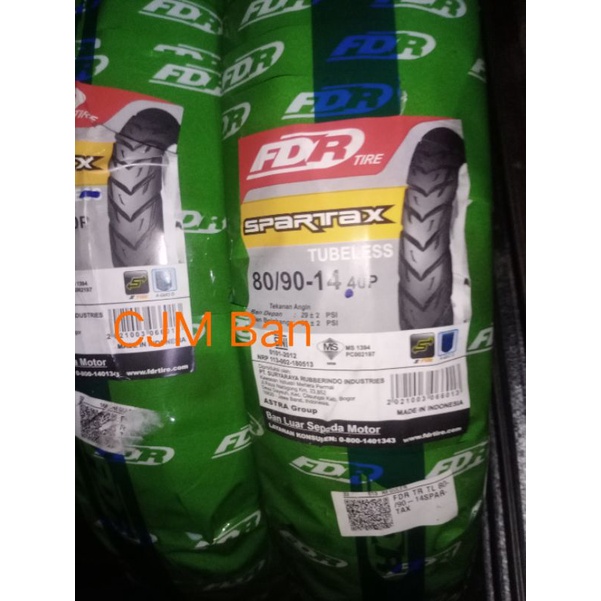 Ban tubeless Depan /Belakang Federal FDR 80/90-14 for Vario 110 karbu/CW/CBS/125/150/beat karbu/esp/