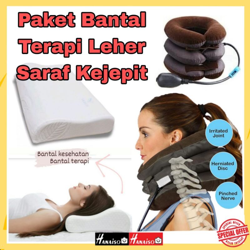 Termurah MEDAN Hanaiso Bantal Terapi Leher Saraf Kejepit | Bantal Pompa Traksi Leher  | Bantal Orthopedic Cervic Leher Kesehatan