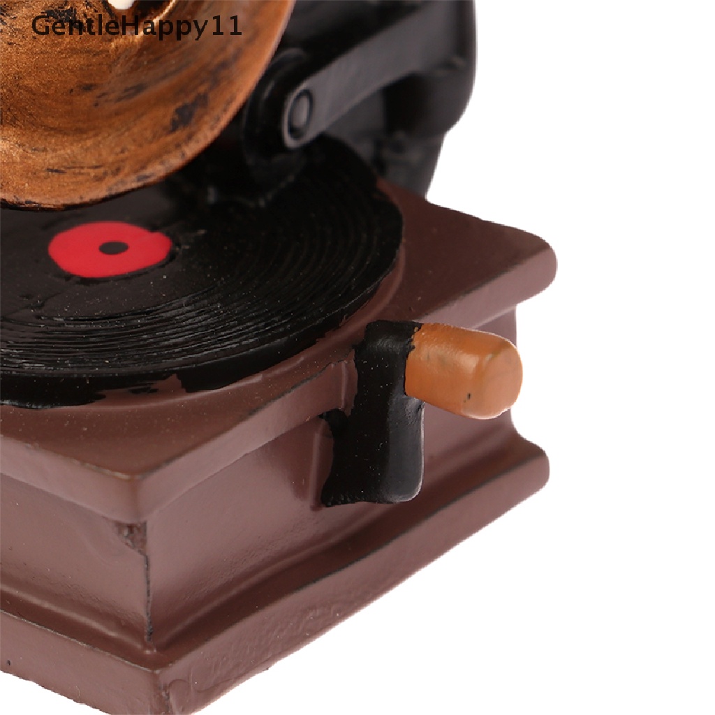 Gentlehappy Rumah Boneka mini Dekorasi model phonograph Kucing Lucu retro phonograph Aksesoris id