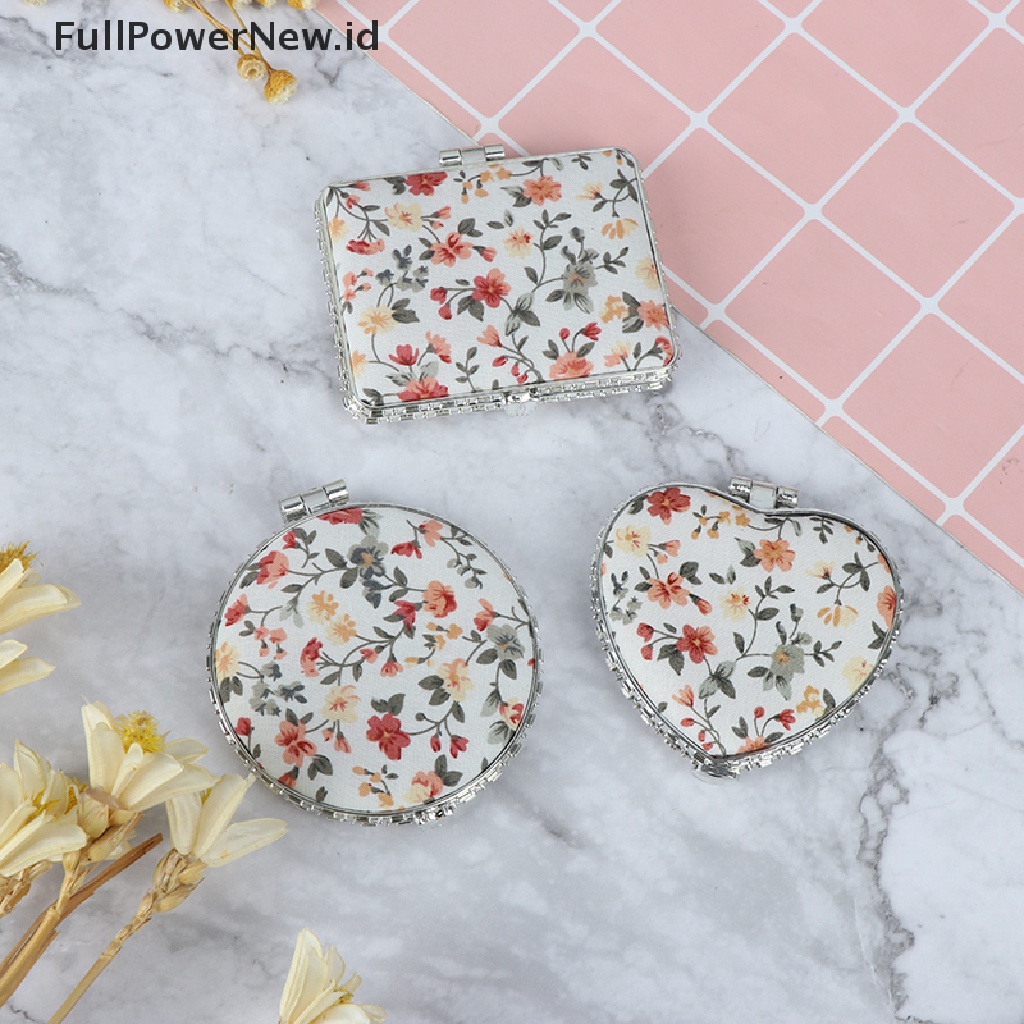 Power Rias Mini Compact Pocket Flowers Cermin Kosmetik Vintage Lipat Dua Sisi ID