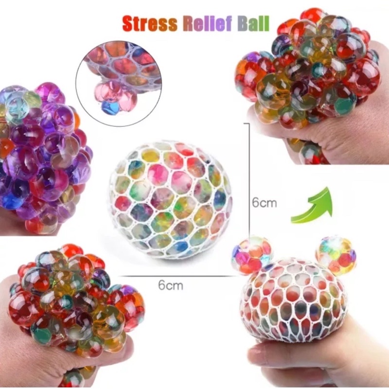 Squishy ball Stress ball Mainan bola pencet Anggur Pencet Anti stres Rainbow