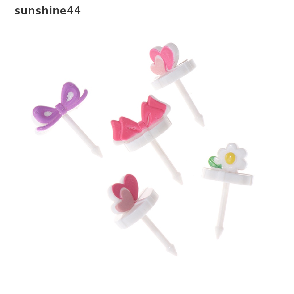 Sunshine 8Pcs Garpu Buah Food Grade Plastik Mini Kartun Anak Kue Tusuk Gigi Buah Bento Lunch Bento Aksesoris Dekorasi Pesta.