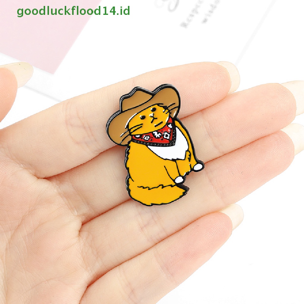 [GOOGFOUR] Koboi Kucing Enamel Pin Lucu Hewan Topi Bros Kemeja Kerah Tas Lucu Lencana Hadiah [TOP]