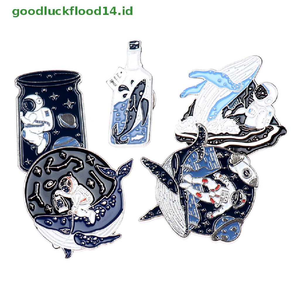 [GOOGFOUR] 1pc Pin Enamel Astronot Dan Paus Adventure Ocean Botol Bros Tas Kerah Pin [TOP]