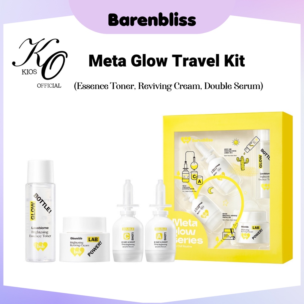 BNB Barenbliss Glow Guide Brightening Skincare Travel Kit | Metta Glow Korean Skincare Set Travel Kit