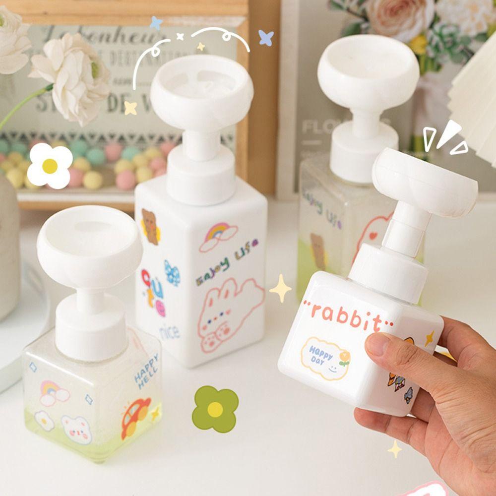 [Elegan] Dispenser Sabun Bunga Travel Portable Kartun Pembersih Wajah Kamar Mandi Wadah Kosmetik Alat Pembersih Wajah Sanitizer Foamer Botol Isi Ulang