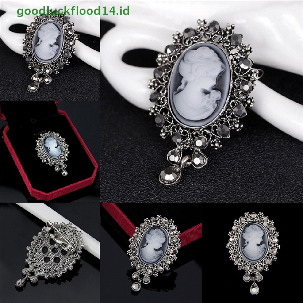 [GOOGFOUR] Hot Vintage Cameo Victorian Style crystal Pesta Pernikahan Wanita Liontin Bros Pin [TOP]