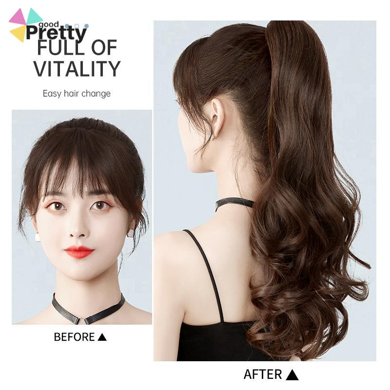 Ikat Rambut Palsu Gelomban Wig Rambut Gelombang Cakar Klip Rambut Pendek Kuncir Kuda Poni Keriting 8 Gigi Klip Wig Wanita - PD