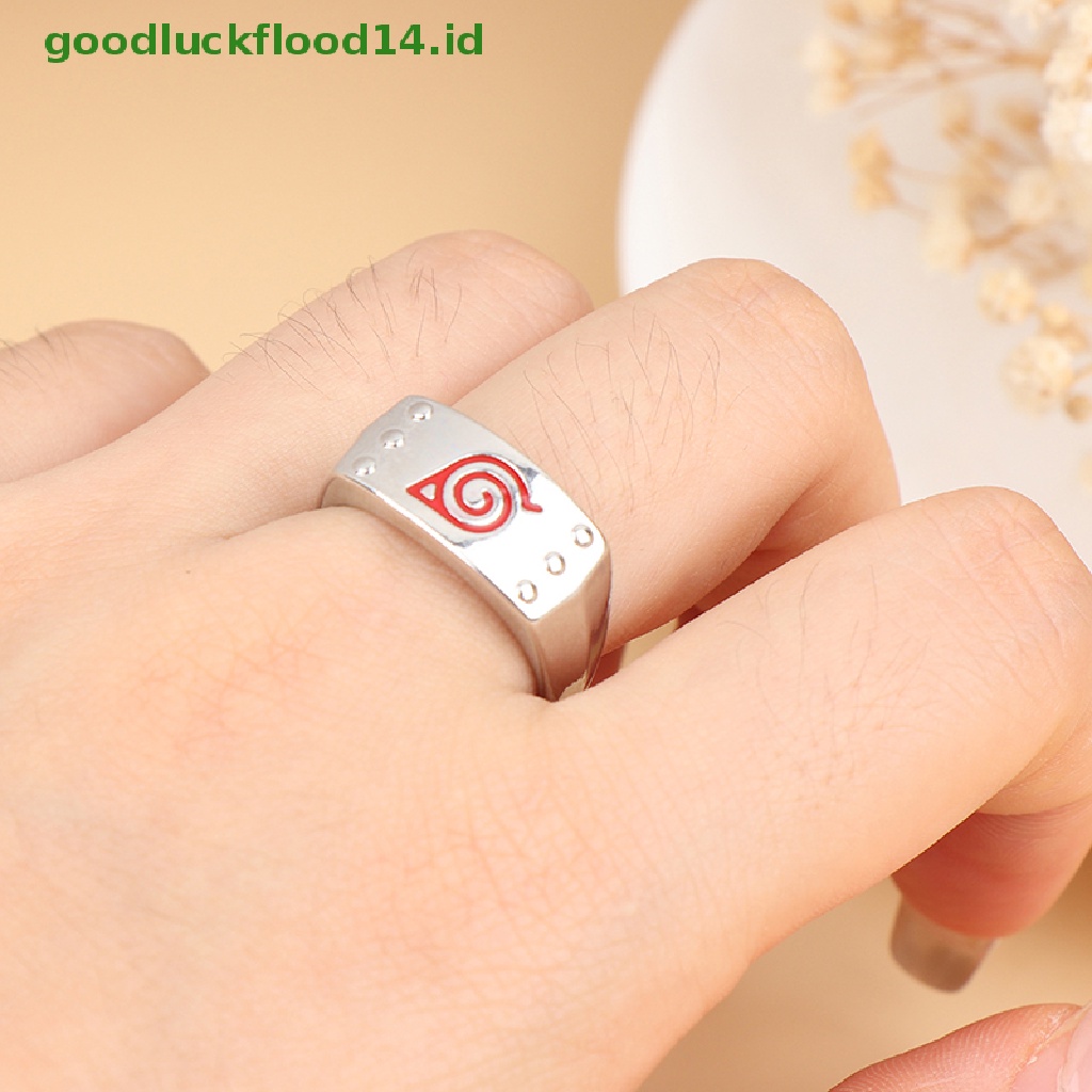 [GOOGFOUR] Daun Cincin Konoha Uzumaki Simbal Logo Tanda Sasuke Itachi Ninja Fashion Logam Anime Perhiasan Cosplay Naruto Cincin Terbuka Adjustable Ring [TOP]