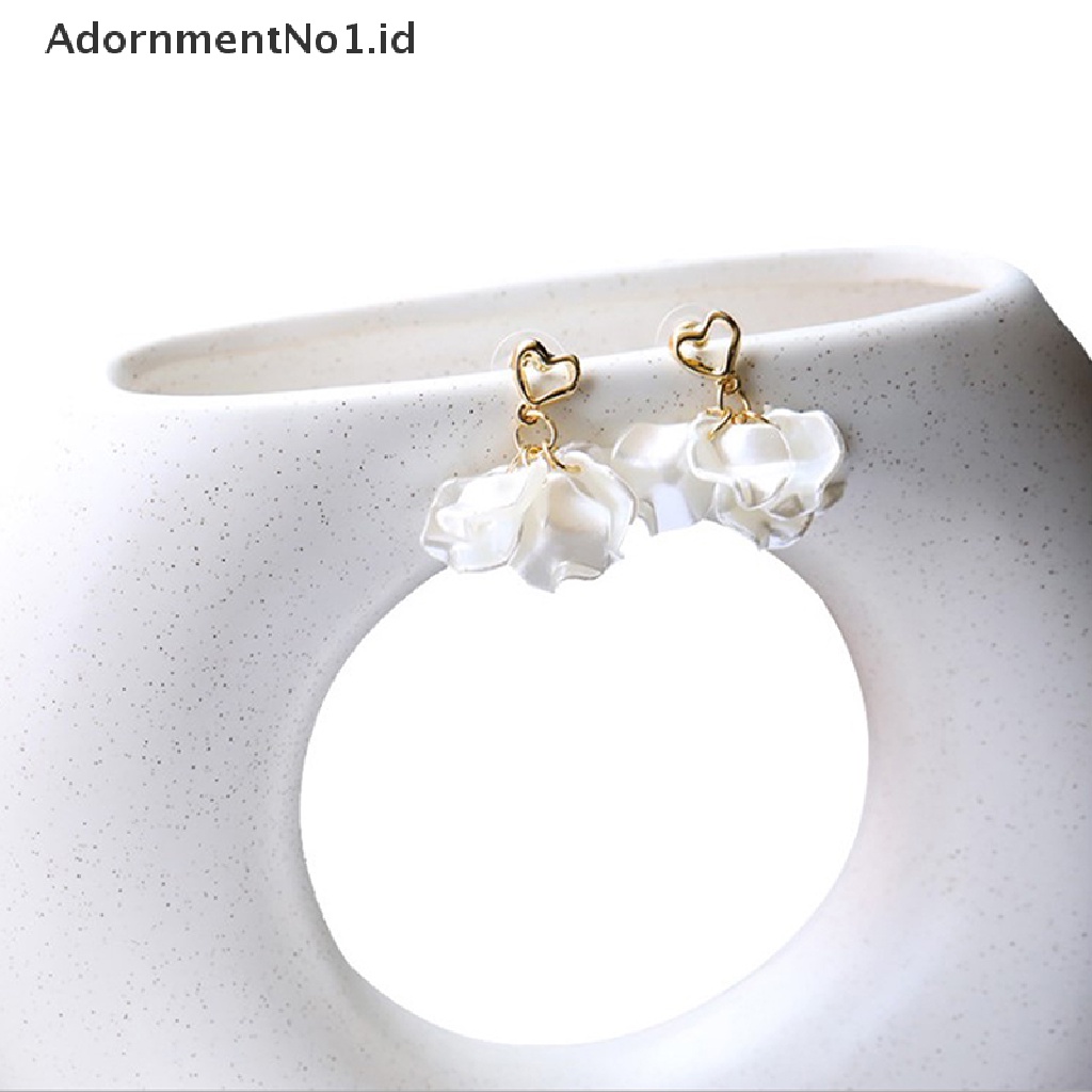 [AdornmentNo1] Anting Drop Kelopak Bunga Shell Akrilik Korea Untuk Wanita Elegan Metal Hollow [ID]