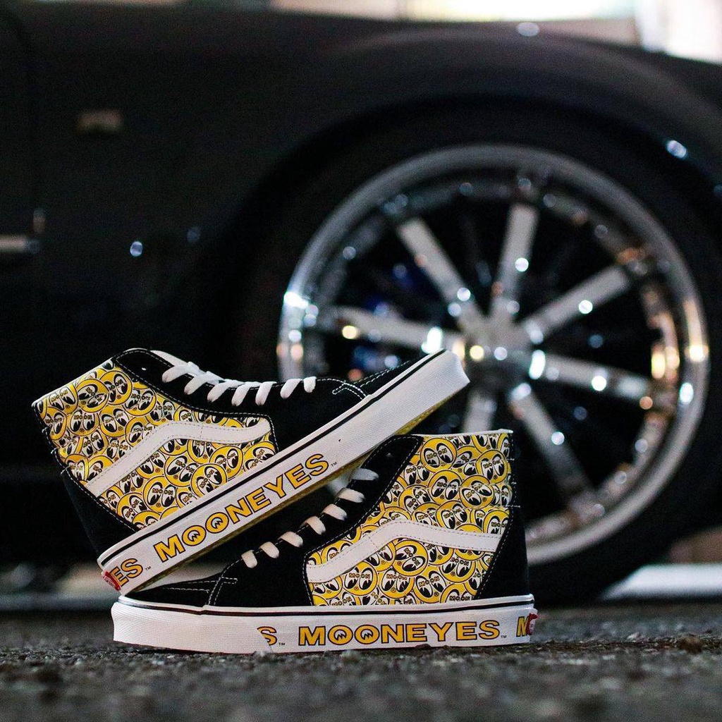 VANS SK8-HIGH X @mooneyesjp BLACK/YELLOW 2022 ORIGINAL 100%