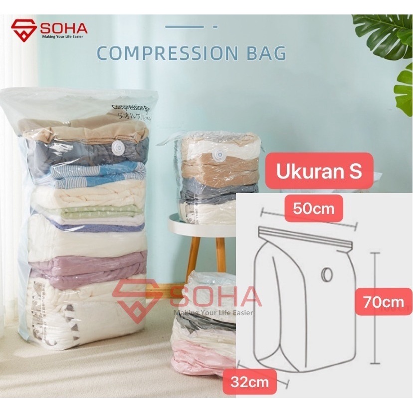 VB-09 Plastik Vacum Baju Kompres Seprei Bantal Selimut / Plastic Vacuum Storage compression Vacum Baju Bahan PA+PE