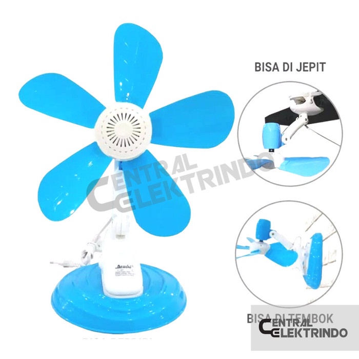 KIPAS MEJA - KIPAS ANGIN DINDING - KIPAS ANGIN JEPIT - ARASHI 20W BIRU