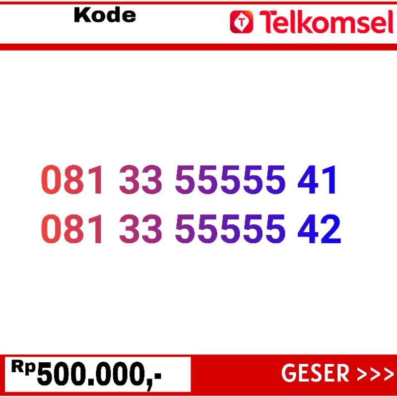 nomor cantik telkomsel simpati 33 55555