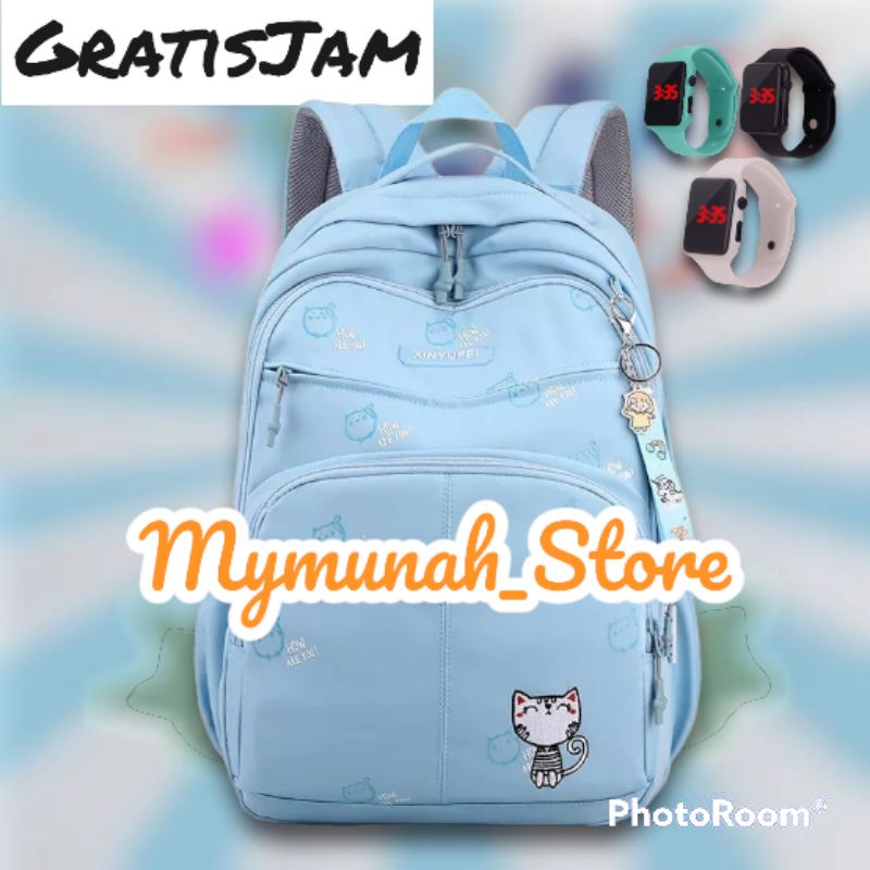 Tas Ransel Sekolah perempuan SD gratis jam murah