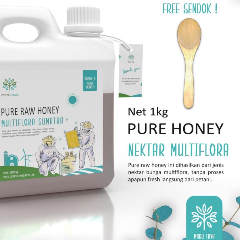 

℮ Murni Asli 1kg Tava Grade A Nektar Multiflora Java 100% Alami Pure Natural Raw Honey ♣
