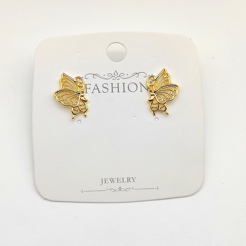 Anting Kupu-Kupu Wanita Anting S925 Berlapis Emas Anting Studded Anting Hadiah Pacar Aksesoris Fashion