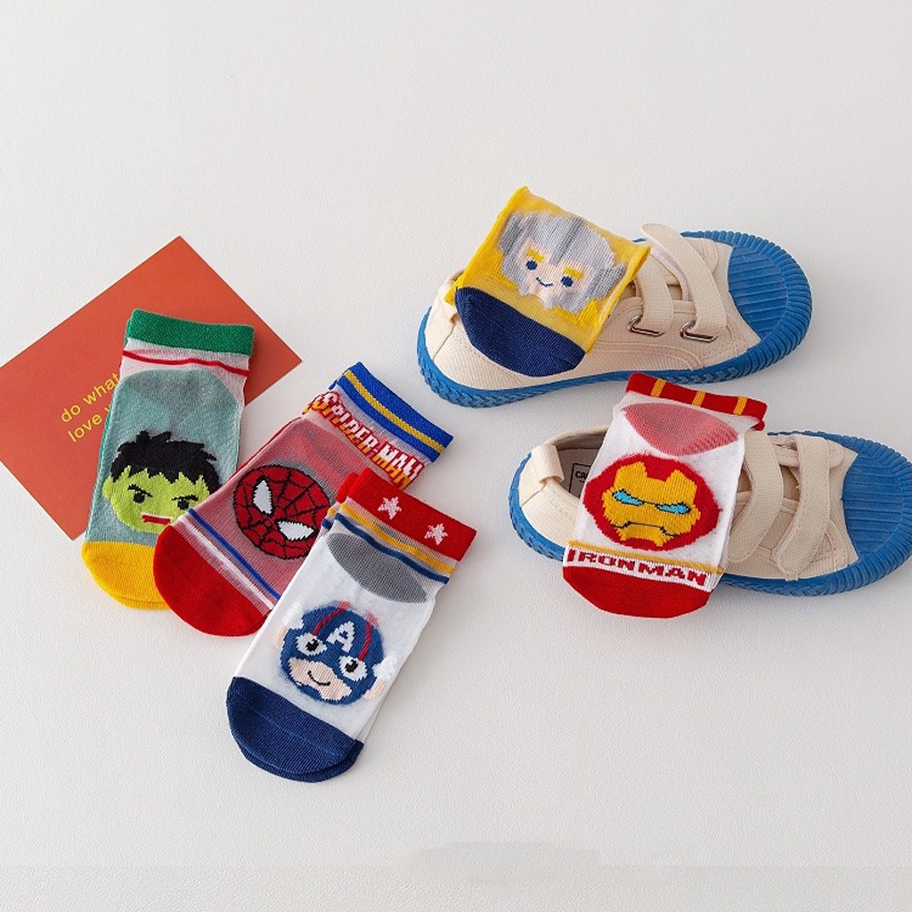 TK Kaos Kaki Anak Motif Superhero Transparan Kaus Kayi Bayi Superhero Lucu KK047