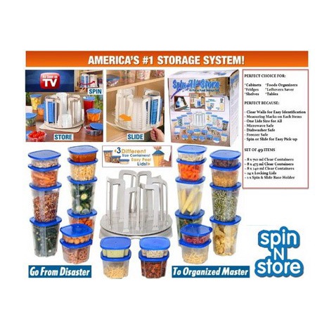 Smart Spin and Store wadah penyimpanan 49in1 Toples Unik SPIN N STORE As Seen TV 1 Set 24 Pcs Toples Rak Putar lebaran ramadhan