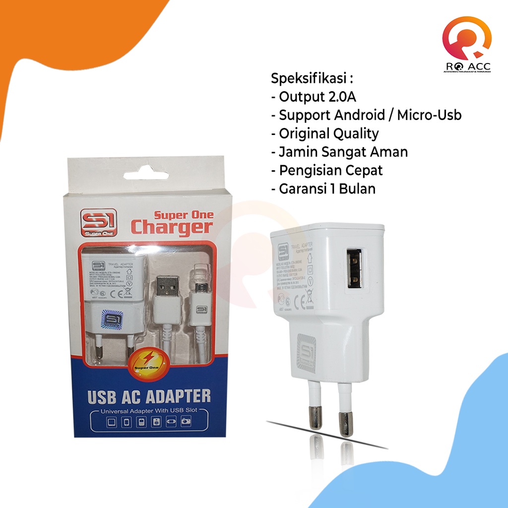 [RO ACC] MICRO USB SUPERONE CHARGER S4 MODEL ORIGINAL ALL TIPE HP