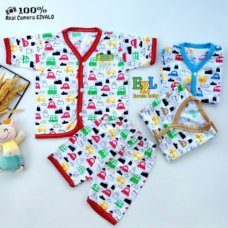 PIYAMA BAYI LENGAN PENDEK BAJU BAYI KANCING DEPAN 3-12 BULAN