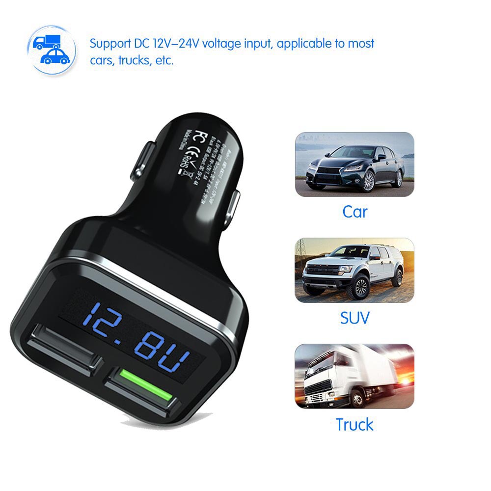 Car Charger Mobil QC3.0 Smartphone 2 Port 3.1A LCD Display