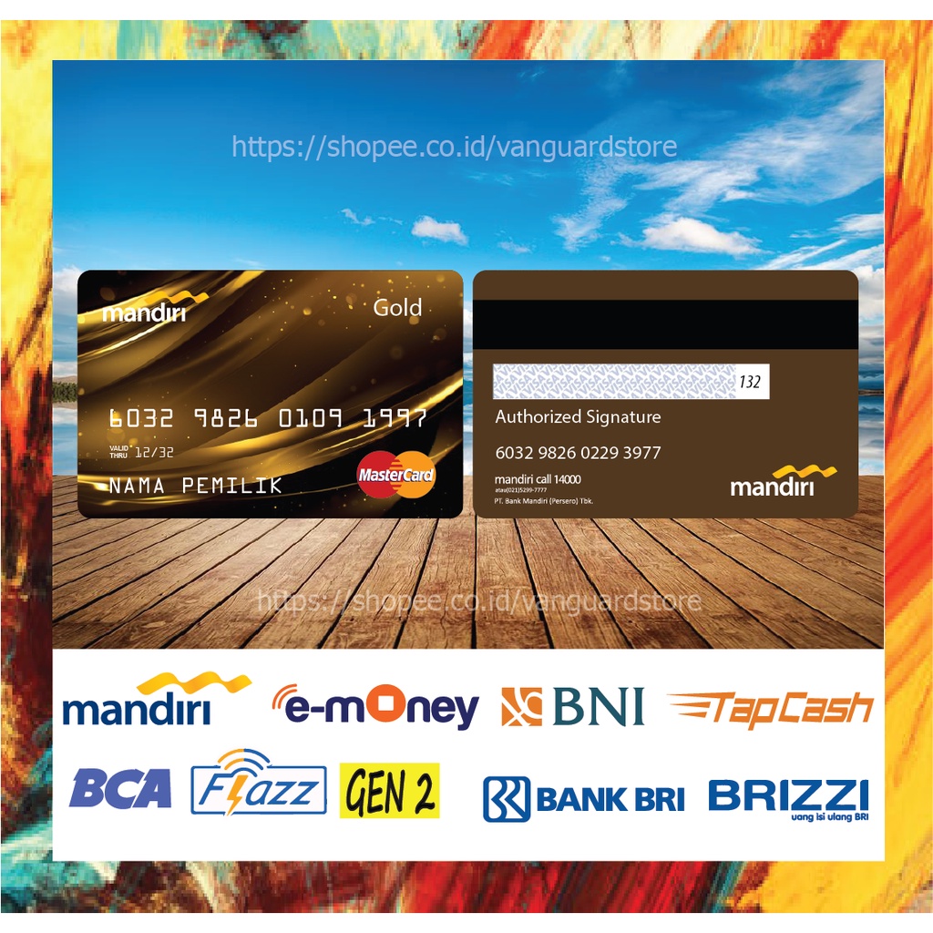 KARTU E MONEY E TOLL KARTU MANDIRI MASTERCARD GOLD COKLAT 1 DEBIT CREDIT EMONEY MANDIRI FLAZZ BCA BNI TAPCASH BRIZZI BRI - 2 SISI