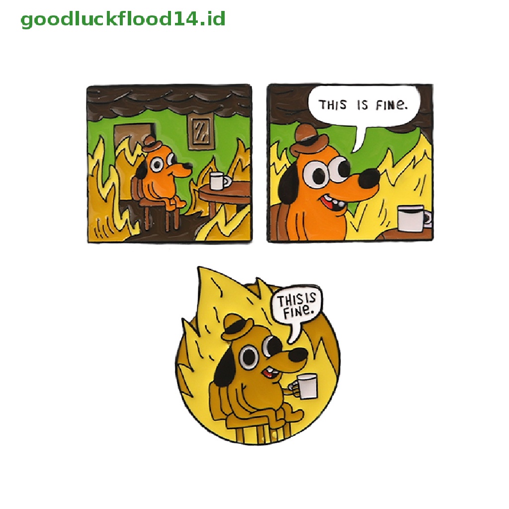 [GOOGFOUR] Ini Api Halus Enamel Pin Kartun Anjing Bros Kerah Pin Lucu Hewan Lencana [TOP]