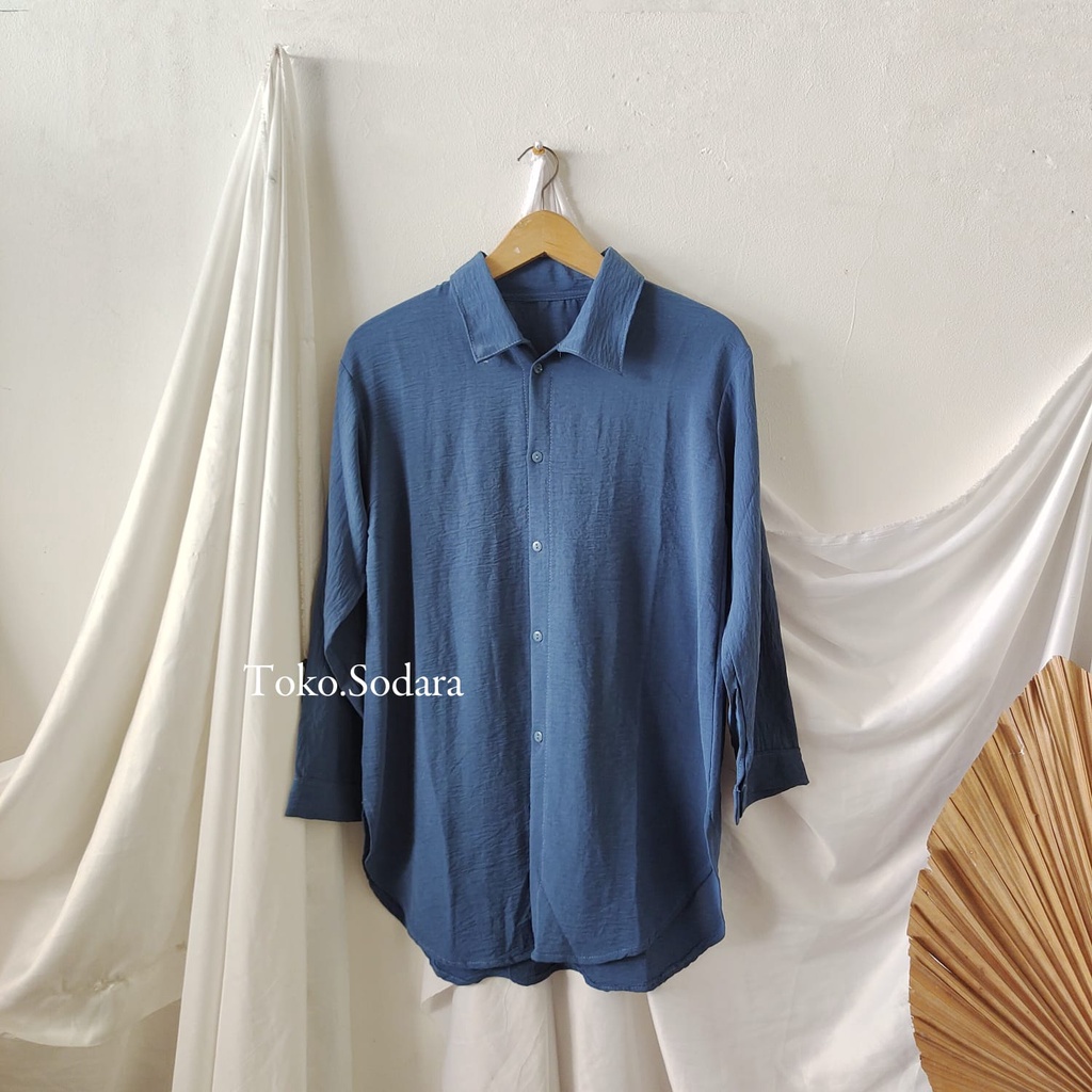 Kemeja Sintya Crincle Premium Pinggang Oval // Pakaian Wanita // Bisa Cod